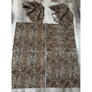 Pottery Barn Leopard Print Linen Cotton Cloth Napkins Set of 6 Brown Tan 20X20